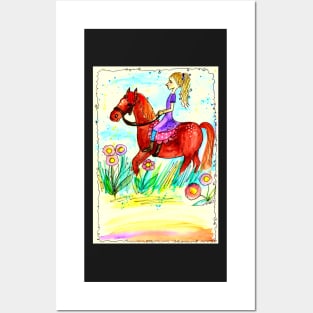 girl with horse Posters and Art